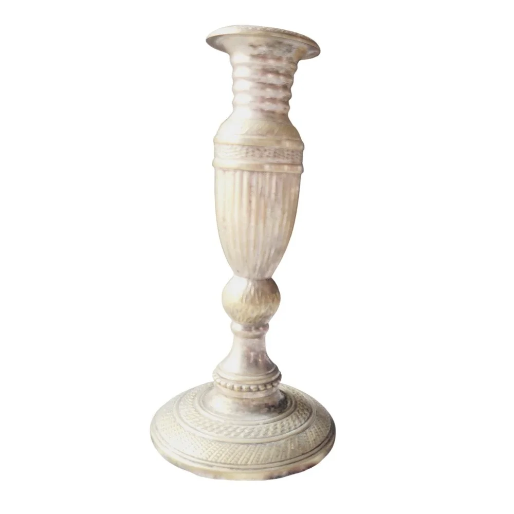 Vintage Silver Ornate Urn Candlestick Holder Classic Ribbed Metal 8